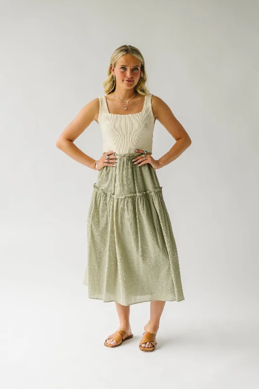 The Ransberger Tiered Tank Midi Dress in Sage