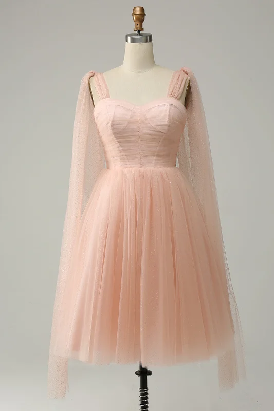 A Line Blush Sweetheart Midi Prom Dress