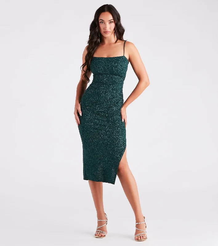 Glitzy Gorgeous Glitter Knit Midi Dress