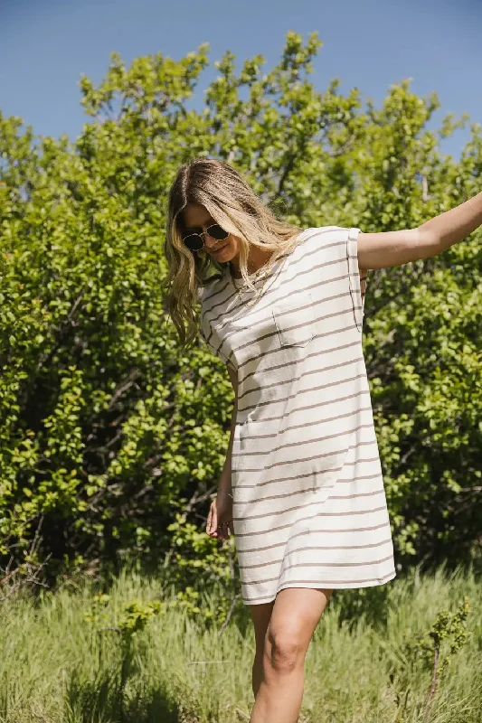 Kennedy Striped T-Shirt Dress in Cream