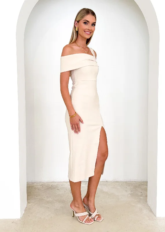 Tallat Asymmetric Midi Dress - Beige