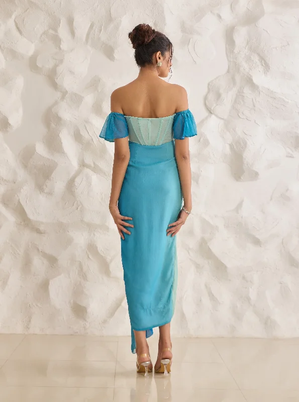 Greta Blue Ombre Chiffon Corset Dress