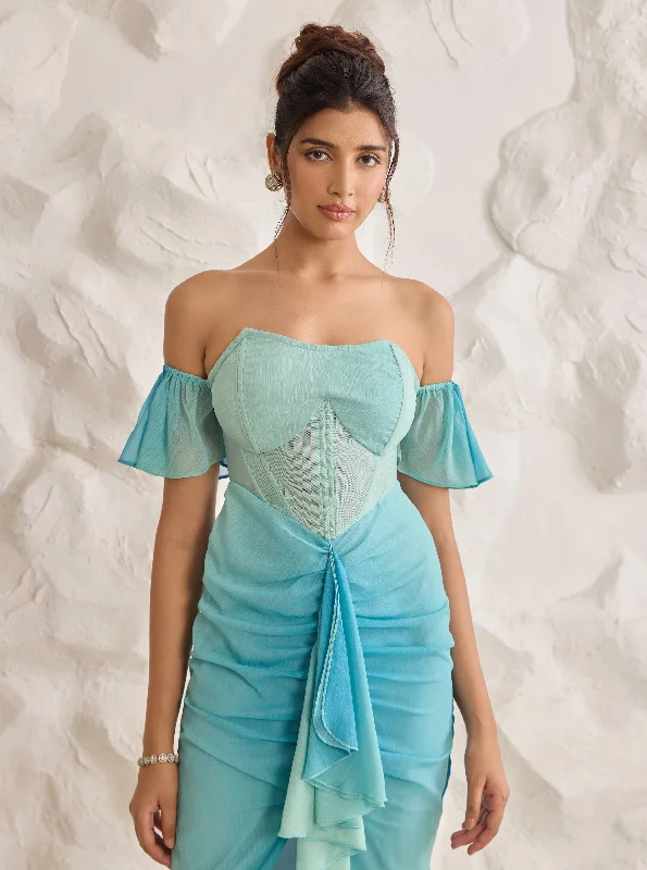 Greta Blue Ombre Chiffon Corset Dress