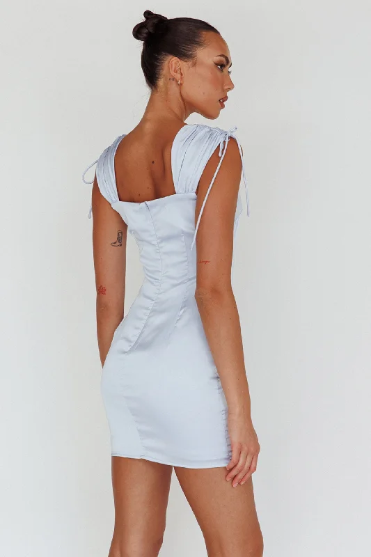 Yris String Tie Detail Mini Dress Sky