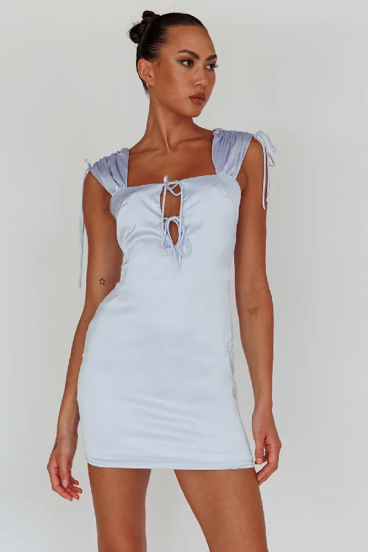 Yris String Tie Detail Mini Dress Sky