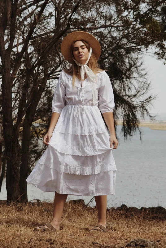 LITTÉRAIRE WHITE COTTON LACE DRESS