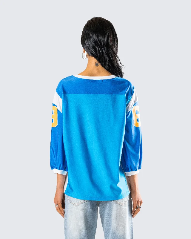 Bea Blue Graphic Sports Jersey Top