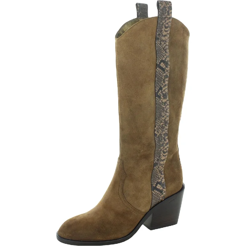 Riot Womens Stacked Heel Mid-Calf Boots