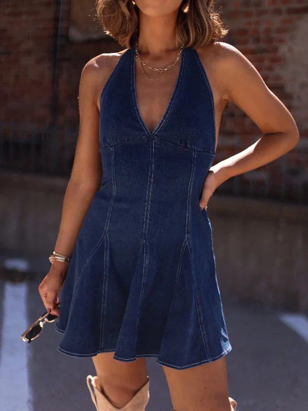 Marina Denim Flare Dress