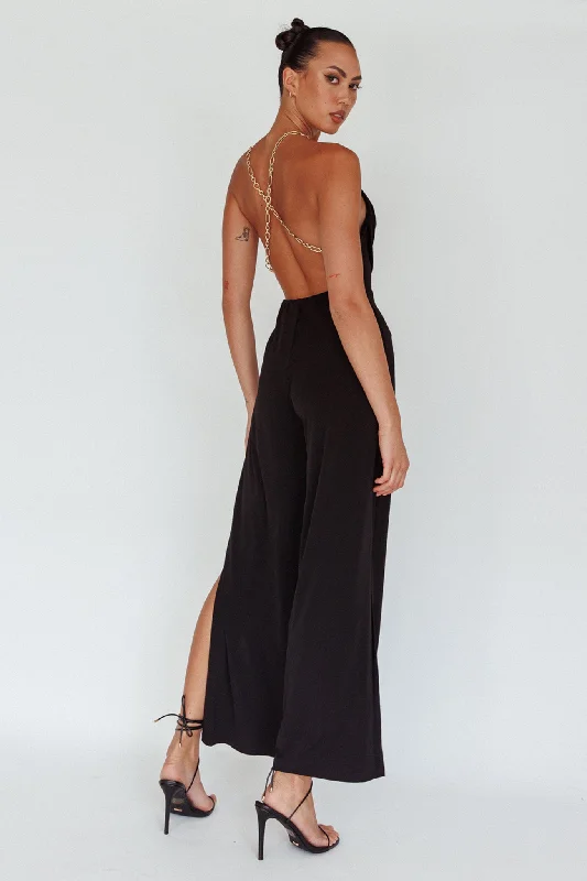 Emanuella Chain Strap Jumpsuit Black