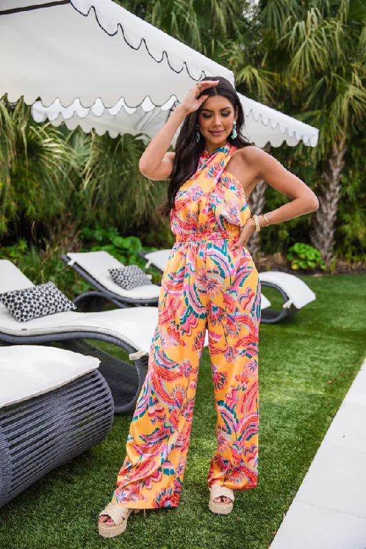 Gate To My Heart Multi Printed Halter Jumpsuit FINAL SALE