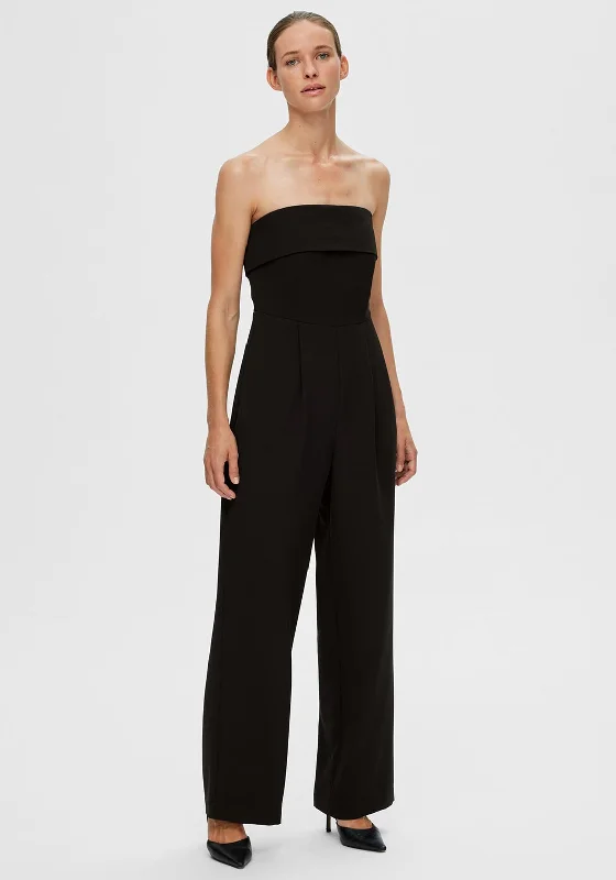 Selected Femme Vinelle Wide Leg Jumpsuit, Black