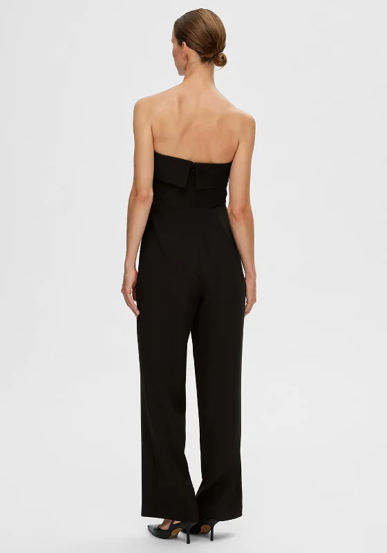 Selected Femme Vinelle Wide Leg Jumpsuit, Black