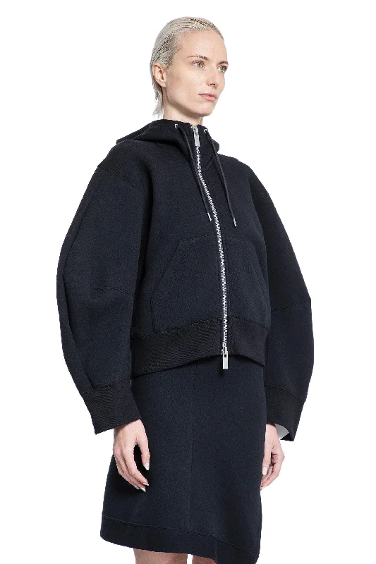 SACAI WOMAN BLACK SWEATSHIRTS