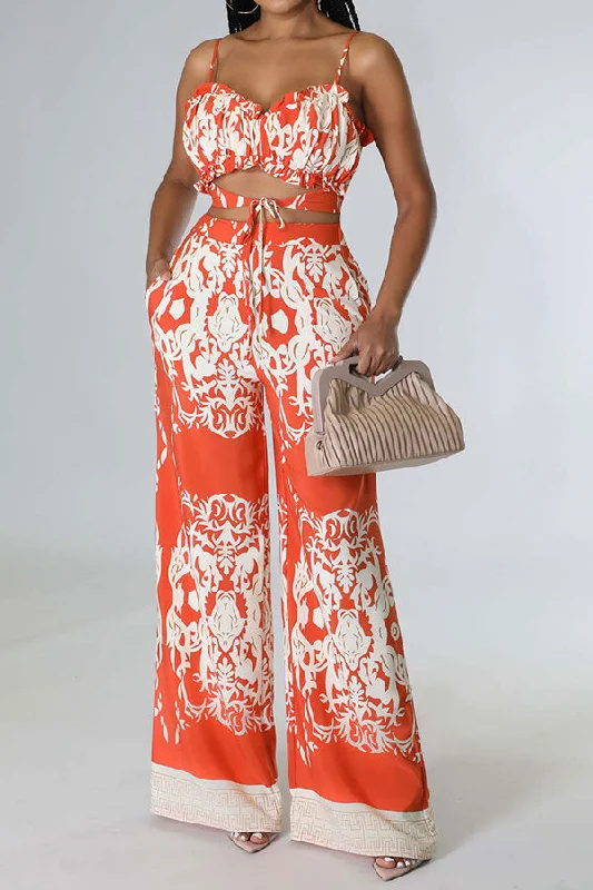 Shop Before It’s Gone!Shop Before It’s Gone!Tribal Print Retro Strap Shirred Lace-Up Pant Suit Shop Before It’s Gone!Shop Before It’s Gone!Tribal Print Retro Strap Shirred Lace-Up Pant Suit