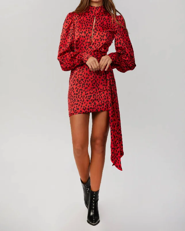 Get It Before It’s Gone!Get It Before It’s Gone!Leopard Cuff Mini Dress In Ruby