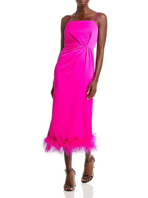 Save More Than Ever!Save More Than Ever!Mareena Womens Feathered Long Midi Dress