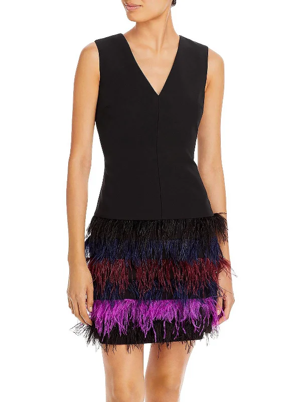 Special Offer – Act Fast!Special Offer – Act Fast!Womens Ostrich Feather Above Knee Mini Dress