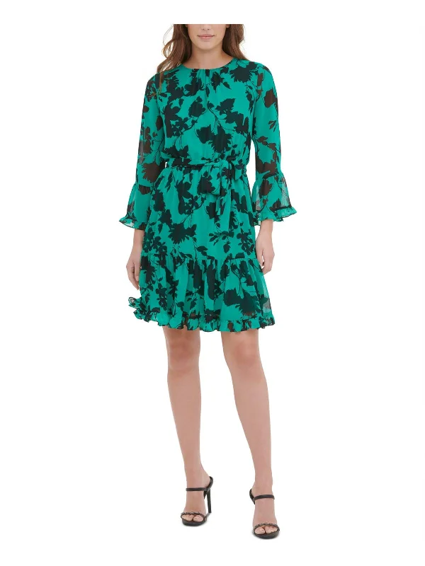 Score Huge Discounts Today!Score Huge Discounts Today!Womens Ruffled Floral Print Mini Dress
