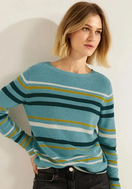Time to Save Big!Time to Save Big!Cecil Multicolour Striped Fine Knit Sweater, Reef Blue Melange