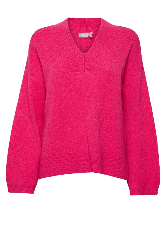 Shop the Hottest Deals!Shop the Hottest Deals!Fransa V-Neck Knitted Sweater, Bright Rose
