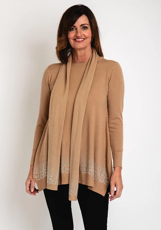 Incredible Savings Inside!Incredible Savings Inside!Serafina Collection Embellished Knit Sweater & Scarf Set, Camel Incredible Savings Inside!Incredible Savings Inside!Serafina Collection Embellished Knit Sweater & Scarf Set, Camel