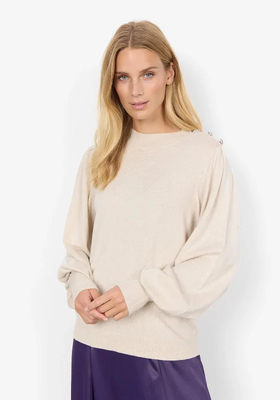 Only a Few Left – Order Now!Only a Few Left – Order Now!Soyaconcept Dollie High Neck Button Detail Sweater, Cream