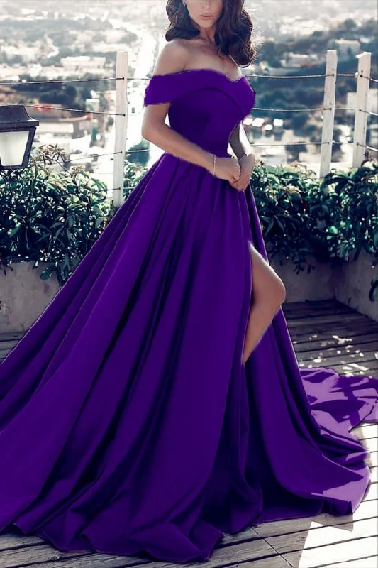 Limited Stock Available!Dark Purple Prom Dresses Long Satin Evening Gown Off The Shoulder cg21057 Limited Stock Available!Dark Purple Prom Dresses Long Satin Evening Gown Off The Shoulder cg21057