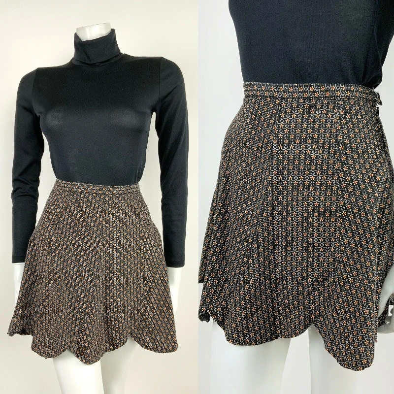 Don’t Wait – Deals Won’t Last!Don’t Wait – Deals Won’t Last!VINTAGE 60s 70s BLACK WHITE RED YELLOW FLORAL DITSY DOTTY SCALLOPED SKIRT 6