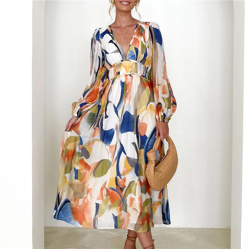 Time to Snag a Bargain!Time to Snag a Bargain!Spring Print V-Neck Long Sleeve A-line Fashion Holiday Boho Dress Time to Snag a Bargain!Time to Snag a Bargain!Spring Print V-Neck Long Sleeve A-line Fashion Holiday Boho Dress