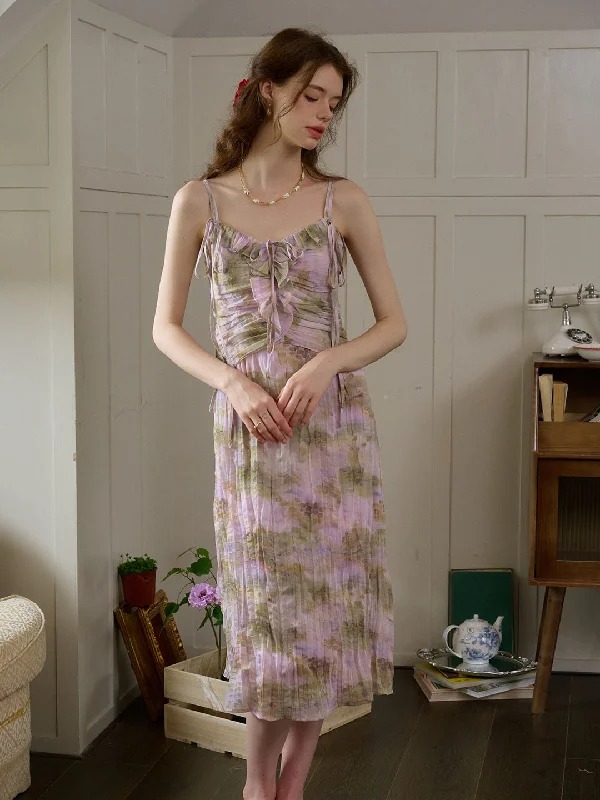 Exclusive Savings This Week!Exclusive Savings This Week!Makayla Floral Print Tie V-Neck Trim Slip Dress