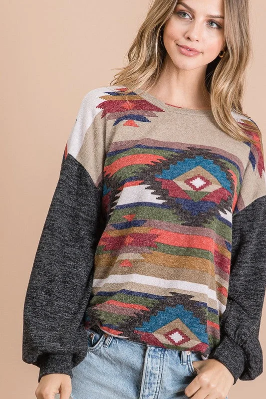 Limited Time Offer!Limited Time Offer!Aztec Print Long Sleeve