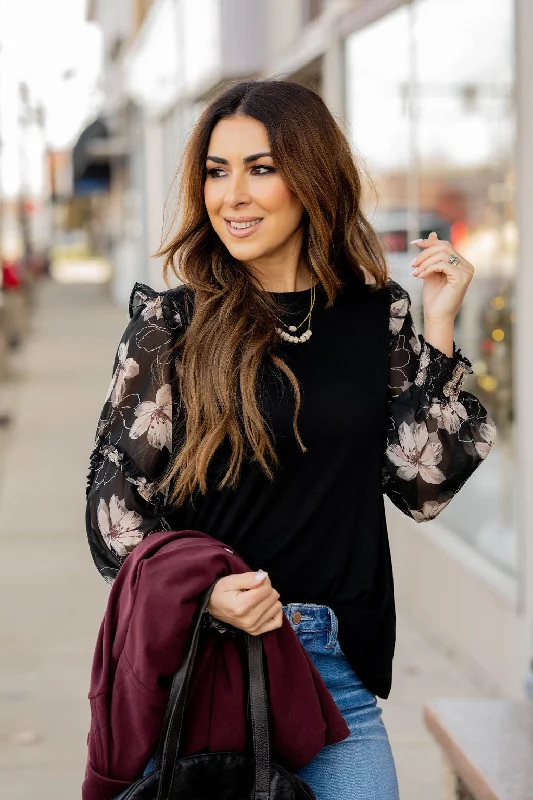 Huge Savings – Act Now!Huge Savings – Act Now!Sheer Floral Ruffle Sleeve Blouse