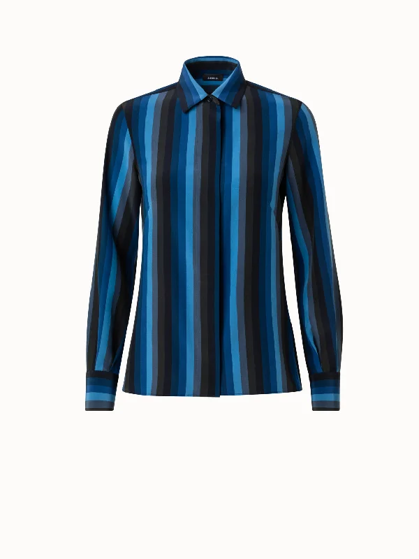 Grab Yours Before It’s Too Late!Grab Yours Before It’s Too Late!Silk Crêpe Blouse with Dégradé Stripes Grab Yours Before It’s Too Late!Grab Yours Before It’s Too Late!Silk Crêpe Blouse with Dégradé Stripes