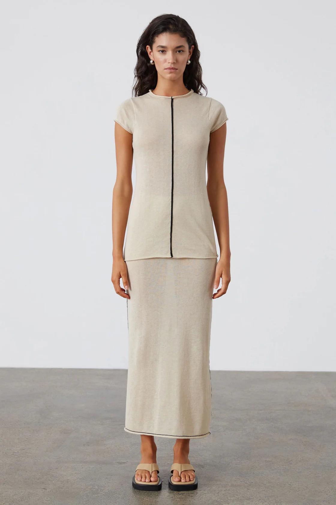 The Sale You’ve Been Waiting For!Stone Contrast Cotton Blend Knit Top