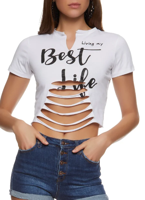 Today Only – Don’t Miss It!Today Only – Don’t Miss It!Living My Best Life Laser Cut Cropped Tee